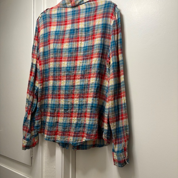 Anthropologie Postage Stamp plaid western style shirt - size 10 - Picture 2 of 8